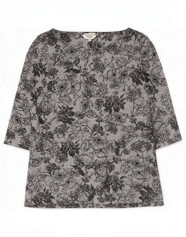 Marks & Spencer Top para mujer manga 3/4 UK 46 Poliéster floral gris grande