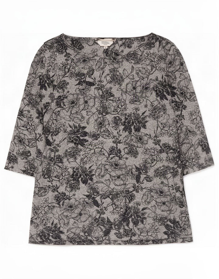 Marks & Spencer Top para mujer manga 3/4 UK 46 Poliéster floral gris grande