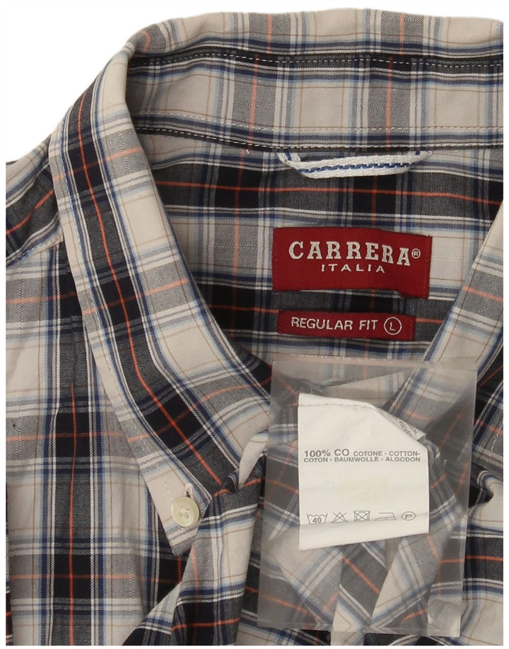 Camisa Carrera Regular Fit De Manga Corta Para Hombre Cuadros Multicolores Grandes