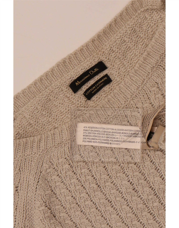 Massimo Dutti Jersey Mujer Cuello Barco UK 44 Algodón Gris Medio