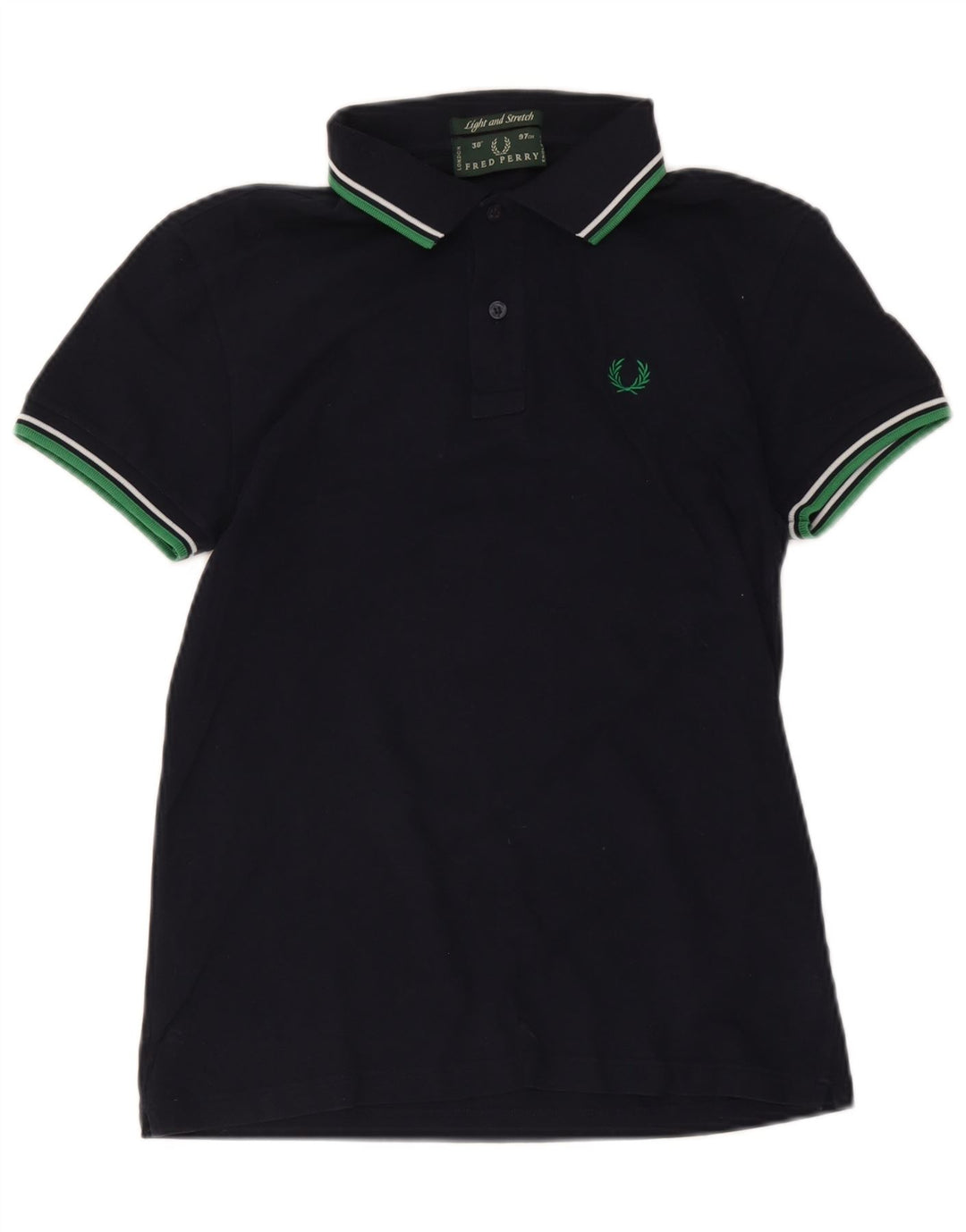 Fred Perry Polo Para Hombre Pequeño Algodón A Rayas Azul Marino