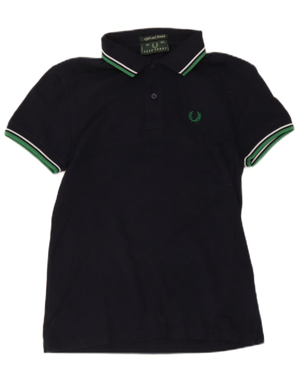 Fred Perry Polo Para Hombre Pequeño Algodón A Rayas Azul Marino