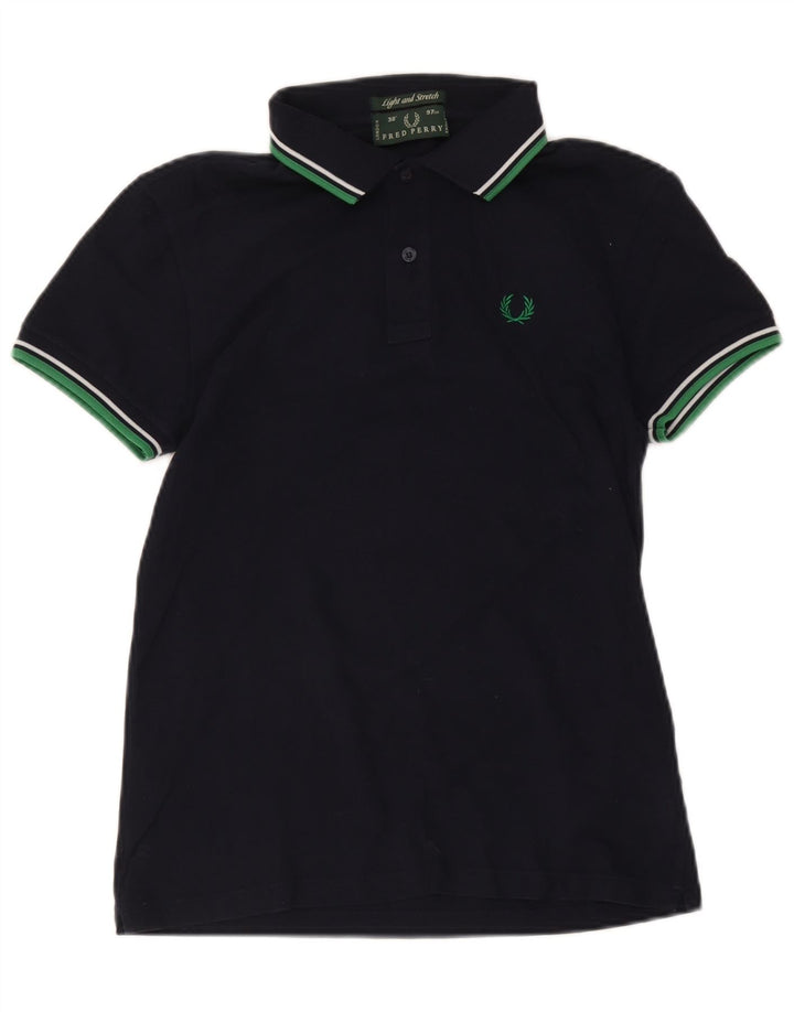 Fred Perry Polo Para Hombre Pequeño Algodón A Rayas Azul Marino