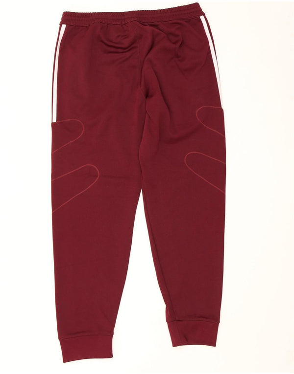 Adidas Mens Tracksuit Trousers Joggers Medium Burgundy Polyester