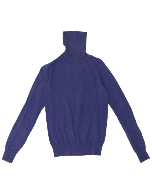 Zara - Jersey con cuello vuelto para mujer, talla 40, talla grande, algodón azul