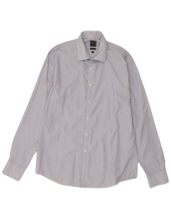 Camisa Calvin Klein Slim Fit para hombre talla 42 16 1/2 grande azul a rayas