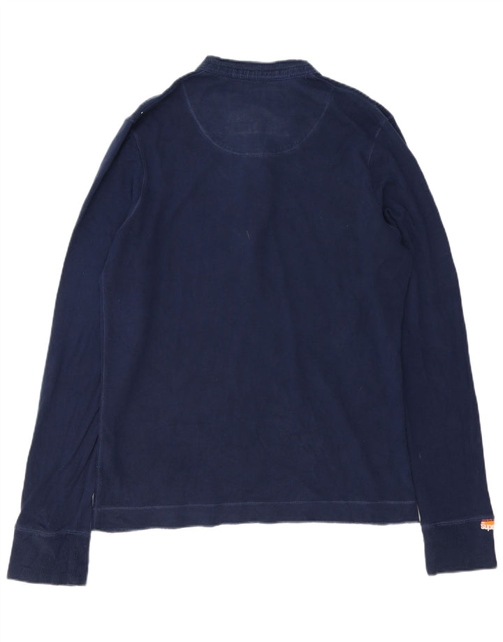 Superdry Hombre Top Manga Larga Algodón Azul Marino Medio