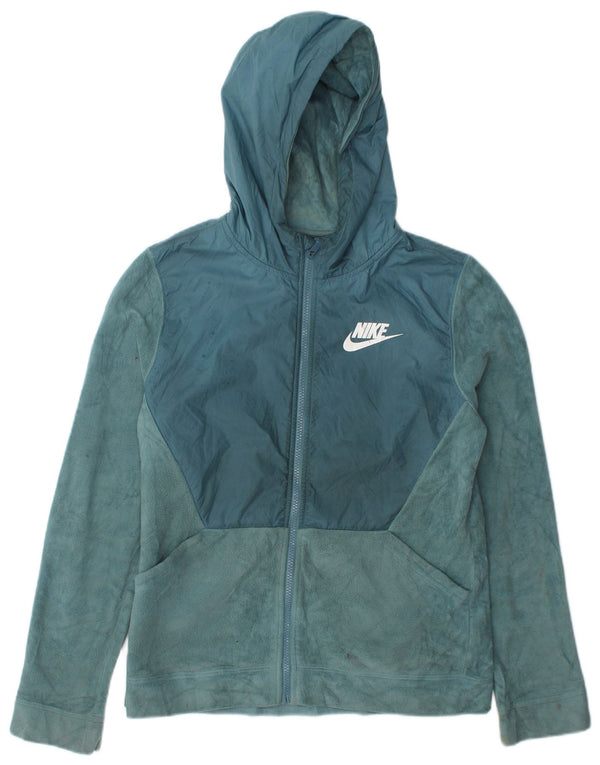Nike Womens Hooded Fleece Jacket UK 18 XL Blue Polyester