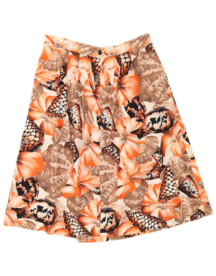 Vintage mujer A-Line falda W30 medio naranja floral