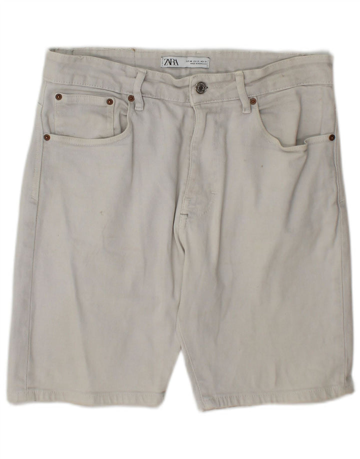 Zara Mens Shorts Denim EU 40 Medium W30 Algodón Beige