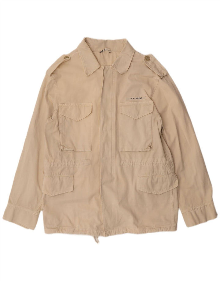VINTAGE Chaqueta militar utilitaria para hombre Reino Unido 36 Algodón beige pequeño