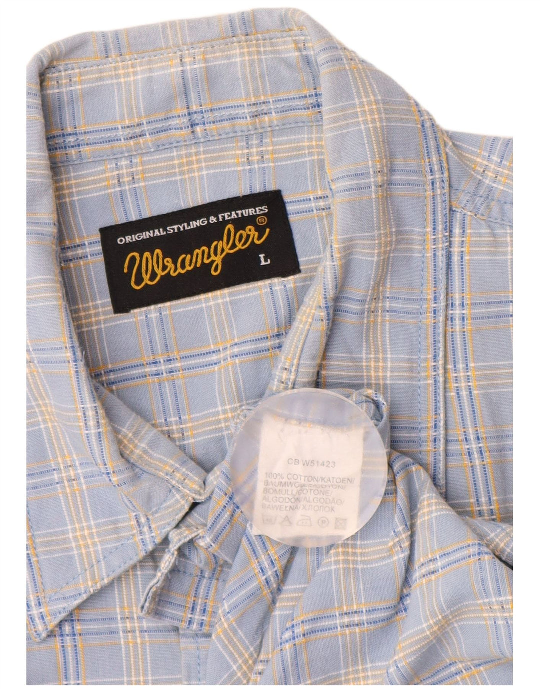 WRANGLER Camisa de manga corta para hombre de algodón a cuadros azules grandes