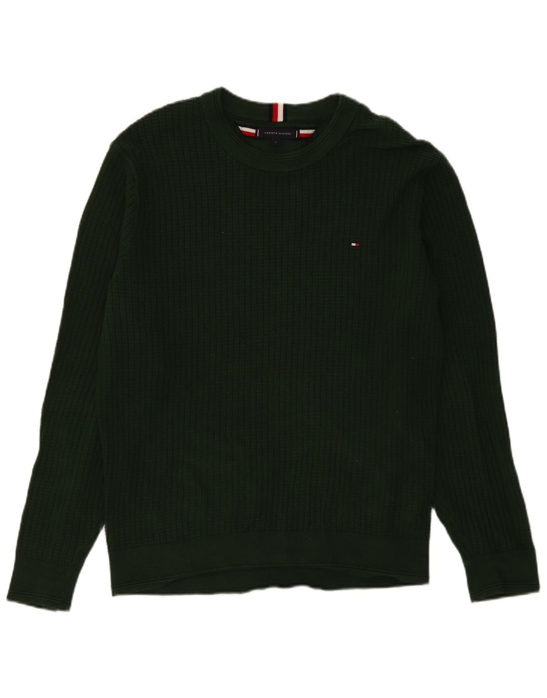 TOMMY HILFIGER Jersey con cuello redondo para hombre, talla grande, algodón verde