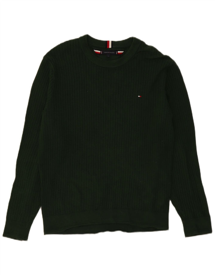 TOMMY HILFIGER Jersey con cuello redondo para hombre, talla grande, algodón verde