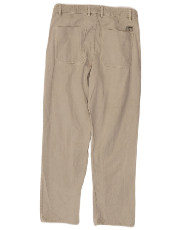 Zara Jeans rectos para hombre EU 42 Large W32 L30 Algodón beige