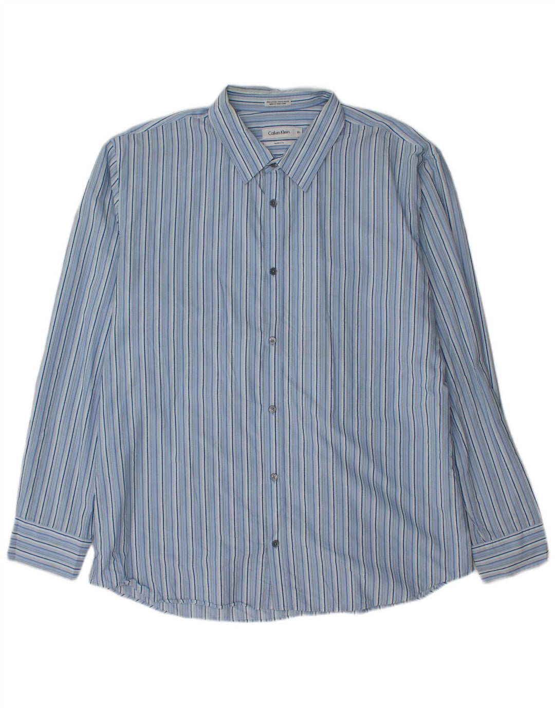 CALVIN KLEIN Camisa de corte moderno para hombre 2XL Algodón a rayas azules