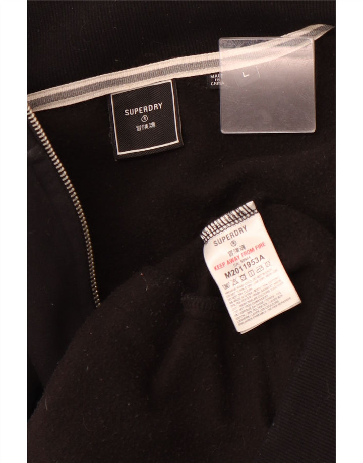 SUPERDRY Chaqueta de chándal para hombre, talla grande, algodón negro