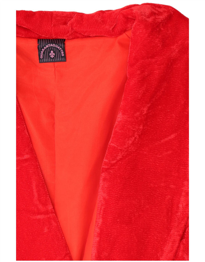 Vintage mujeres Velour doble pecho abrigo Reino Unido 12 rojo medio