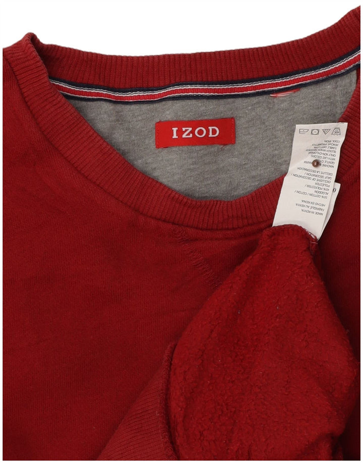 Izod Hombre Sudadera Jumper Large Rojo Algodón