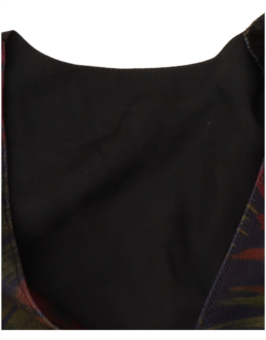 VINTAGE Chaleco de Mujer Reino Unido 12 Medio Azul Marino Floral