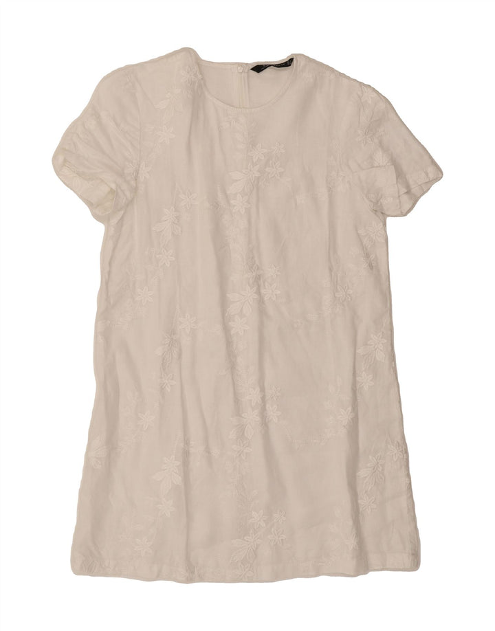 ZARA Womens Sheath Dress UK 10 Small White Floral Vintage Zara and Second-Hand Zara from Messina Hembry 