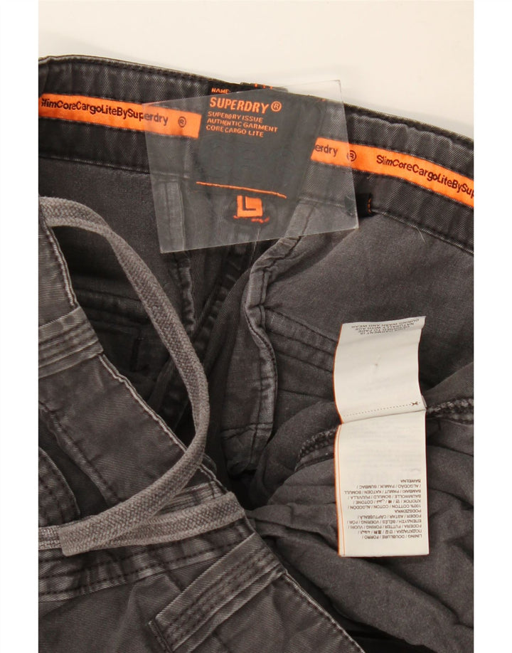 SUPERDRY Pantalón cargo ajustado para hombre Grande W36 L33 Algodón gris