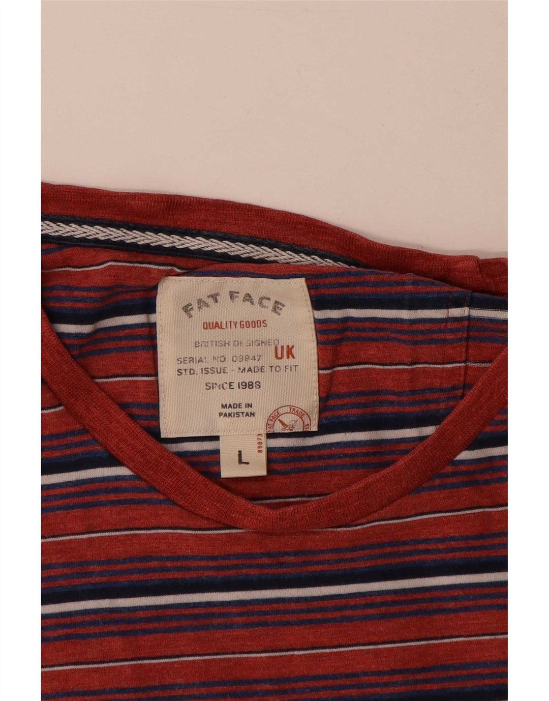Camiseta de hombre Fat Face Top grande de algodón a rayas rojas