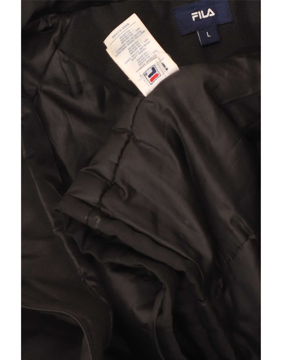 Fila Chaqueta cortavientos con capucha para hombre Reino Unido 40 Grande Poliéster negro