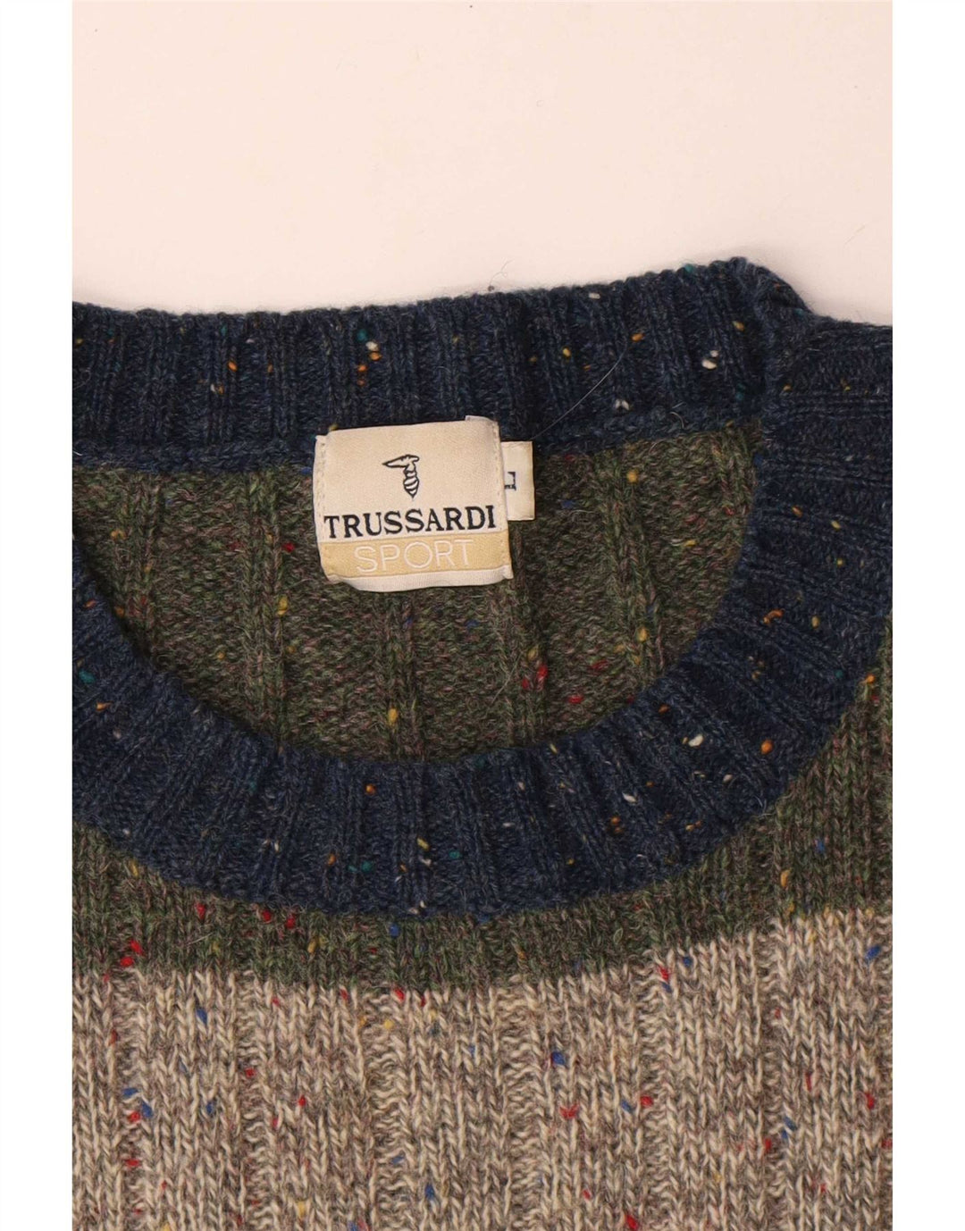 Trussardi Jersey De Cuello Redondo Grande De Lana A Rayas Multicolor