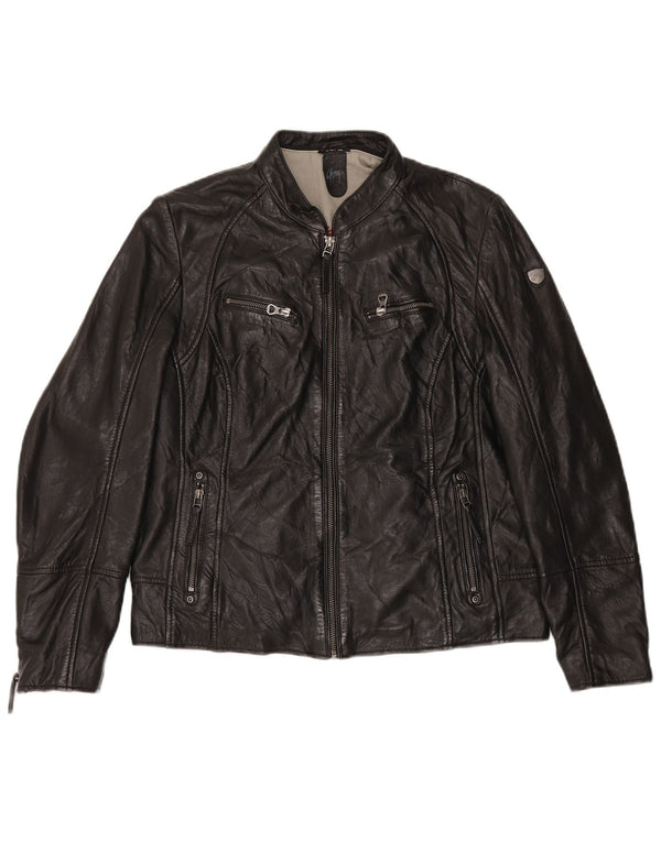 Gypsy Chaqueta de cuero para mujer UK 22 3XL Cuero negro