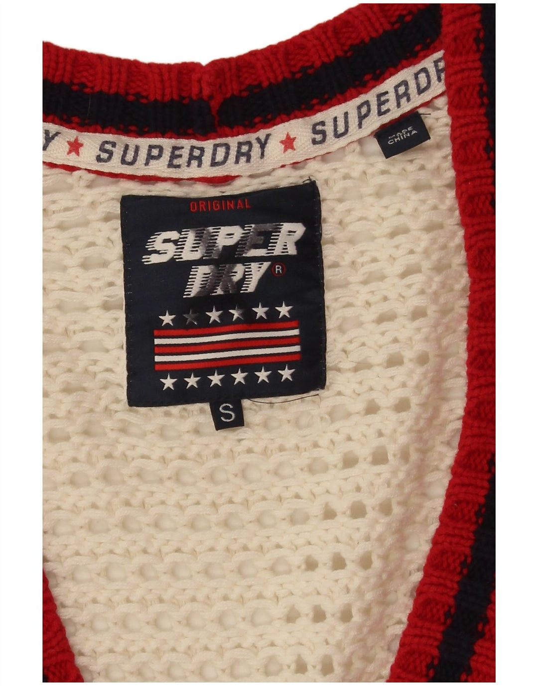 Superdry Cárdigan extragrande para mujer, talla 40, talla pequeña, color blanco