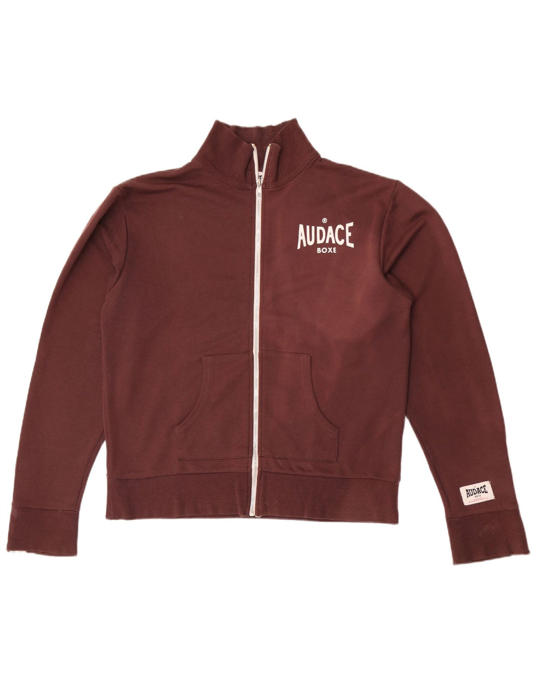 Vintage hombres gráfico chándal top chaqueta medio marrón algodón