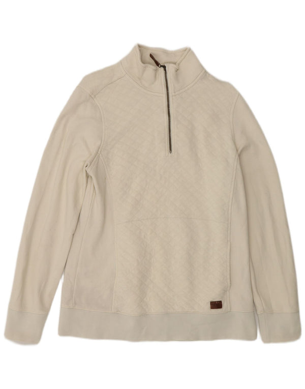 L.L.Bean Sudadera extragrande con cuello y cremallera para mujer UK 10 Small White