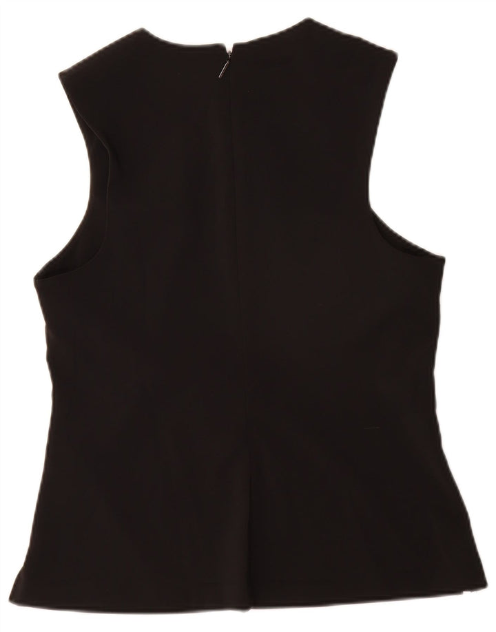 Calvin Klein Blusa Sin Mangas Para Mujer IT 40 Pequeño Poliéster Negro