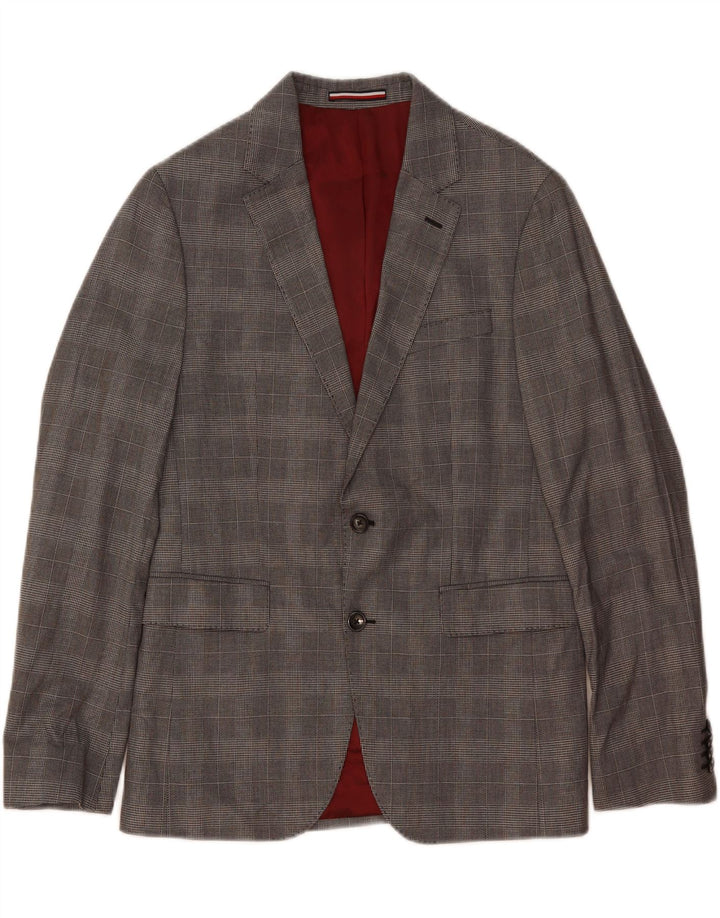 Tommy Hilfiger Chaqueta tipo blazer a medida con 2 botones para hombre IT 48 Cuadros gris medio