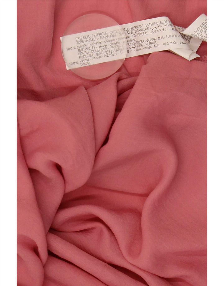 Zara Mujer Maxi Vestido Halter UK 42 Poliéster Rosa Medio