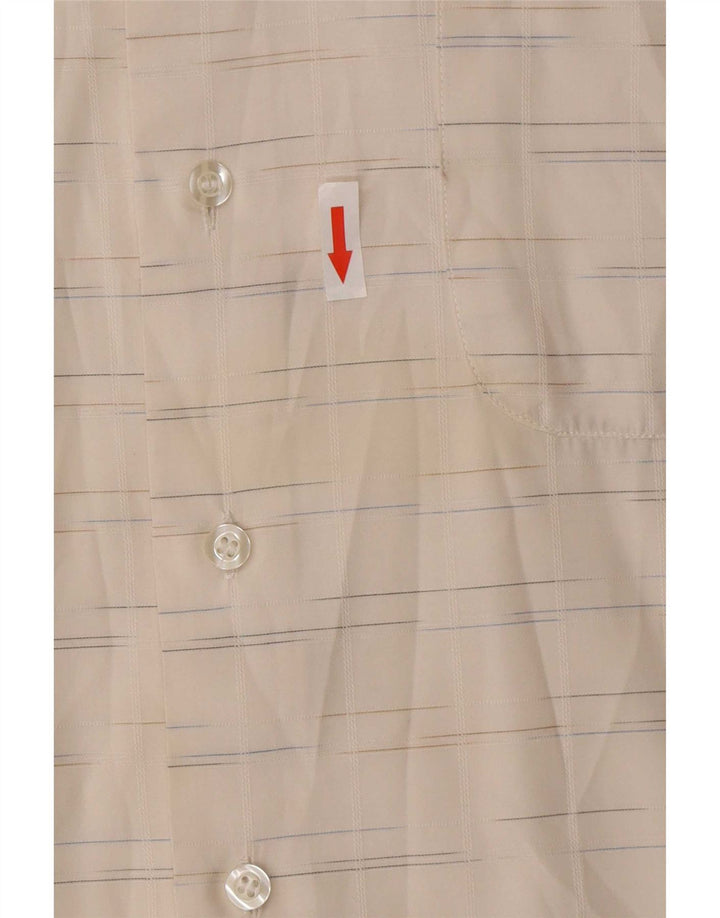 Camisa vintage para hombre de algodón a rayas blancas medianas