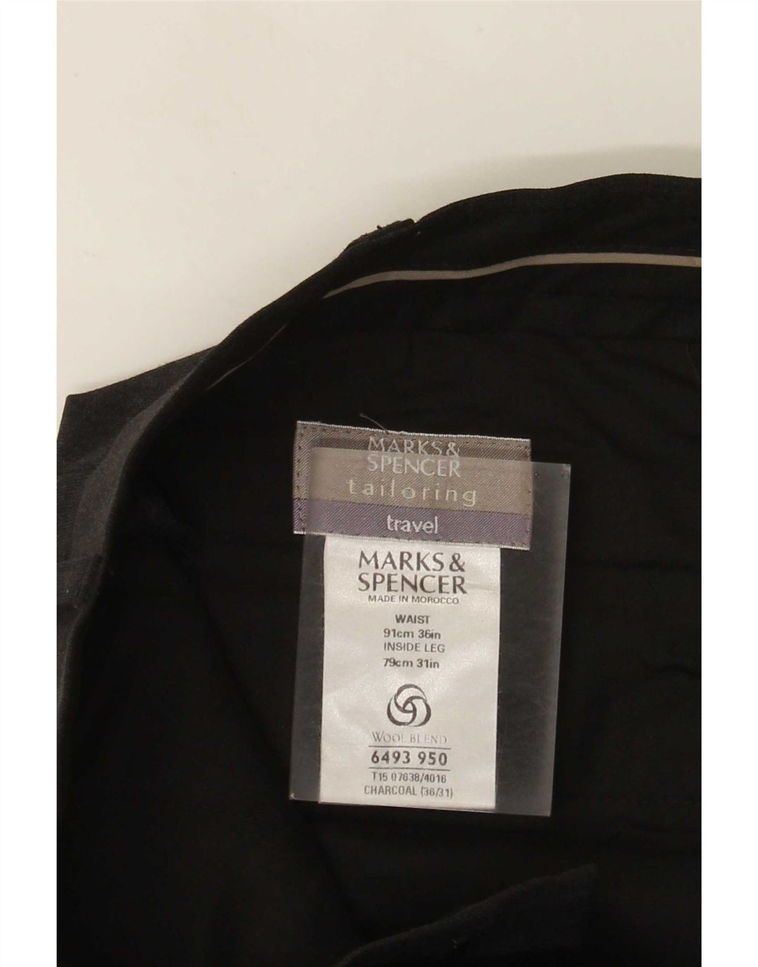 Marks & Spencer Pantalón de traje con pinzas a medida para hombre W36 L31 Poliéster gris