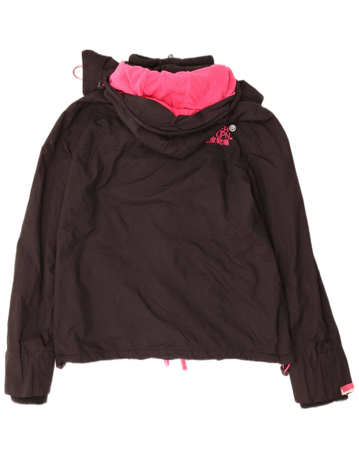 SUPERDRY Chaqueta cortavientos con capucha para mujer, talla 40, color negro