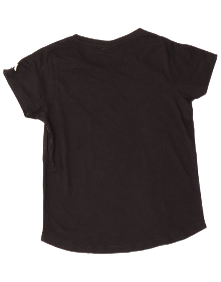 KAPPA Camiseta gráfica para mujer Top UK 10 Small Black Cotton