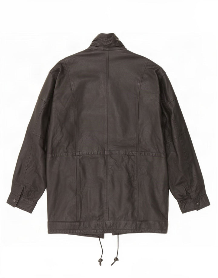 Vintage hombres Duffle chaqueta de cuero Reino Unido 42 XL negro