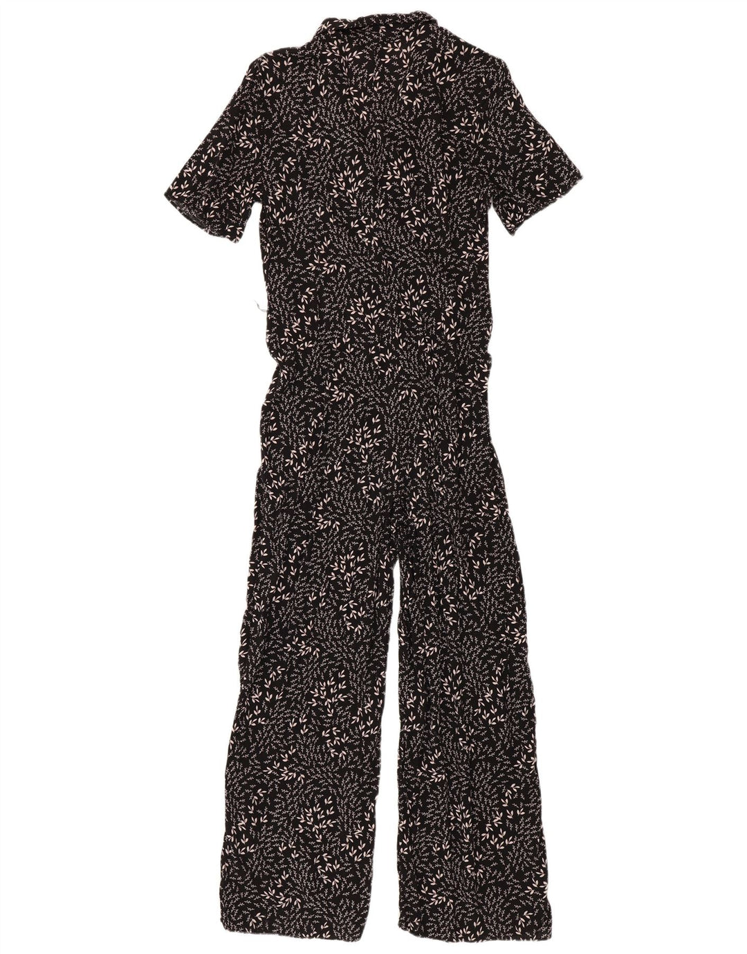 Zara Mujer Mono Manga Corta Mediano Negro Floral
