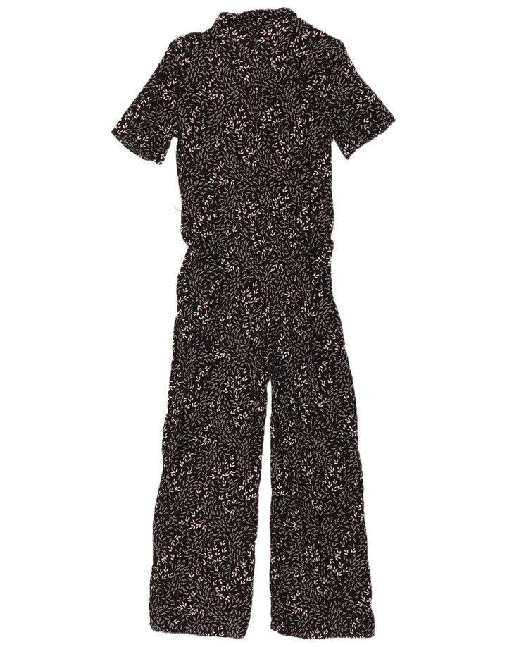 Zara Mujer Mono Manga Corta Mediano Negro Floral