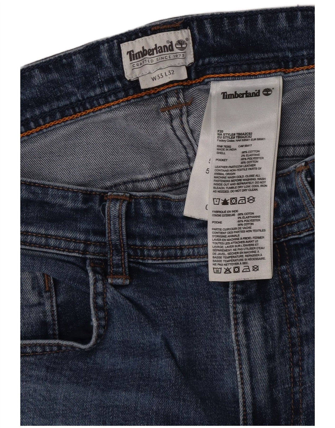 Timberland Vaqueros Slim para Hombre W33 L32 Algodón Azul