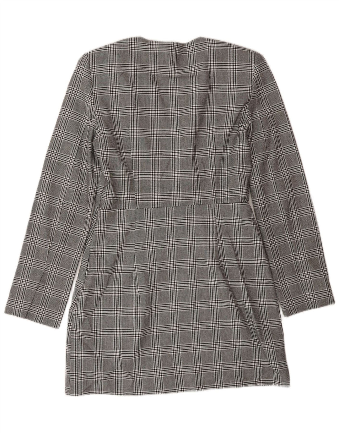 Zara Vestido recto de manga larga para mujer UK 42 Poliéster a cuadros gris medio