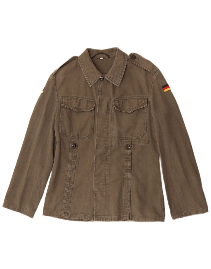 Vintage mujer camisa militar Reino Unido 10 pequeño caqui