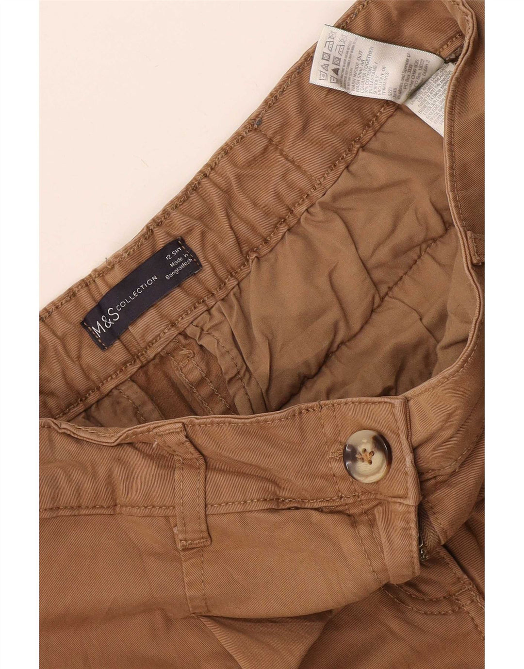 Marks & Spencer Pantalones Cargo Cortos para Mujer UK 12 Medium W34 L26 Beige