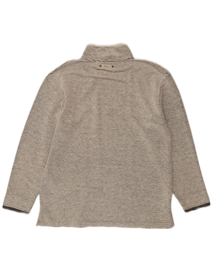 WEIRD FISH Sudadera con cuello y cremallera para hombre, jersey grande de algodón gris