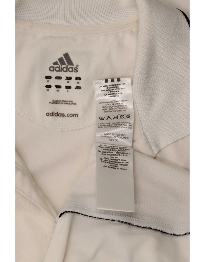 Adidas Polo para mujer UK 40 Medio Blanco Colorblock Poliéster