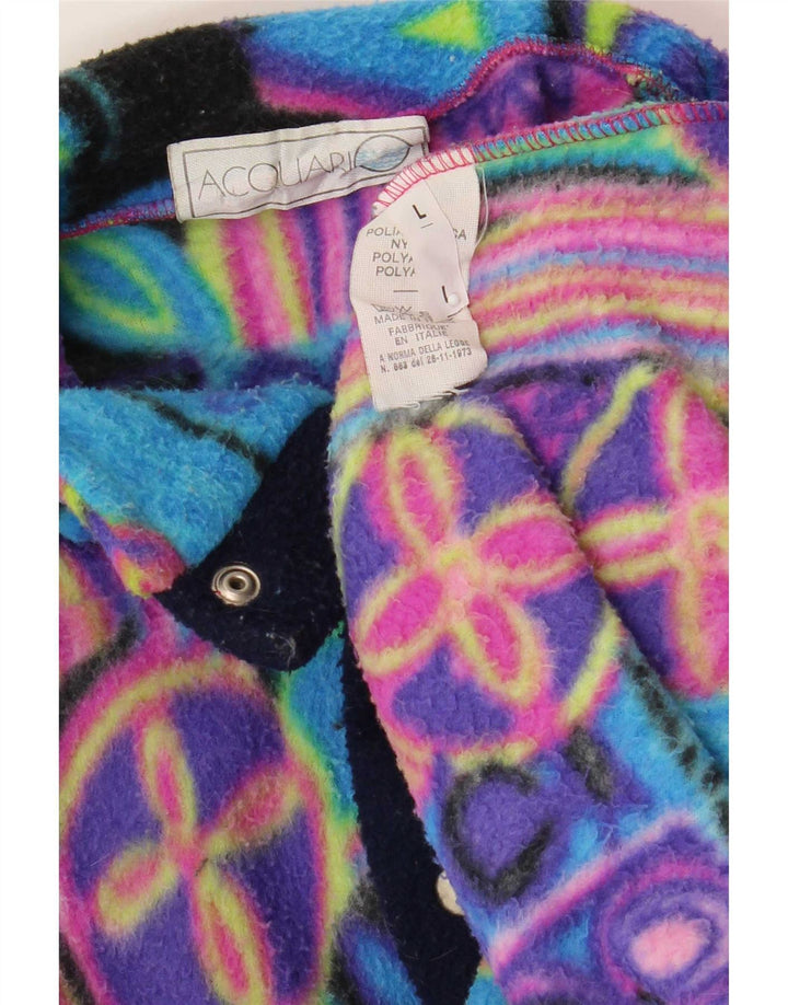 Vintage hombres Anorak Fleece Jumper grande multicolor geométrico poliamida